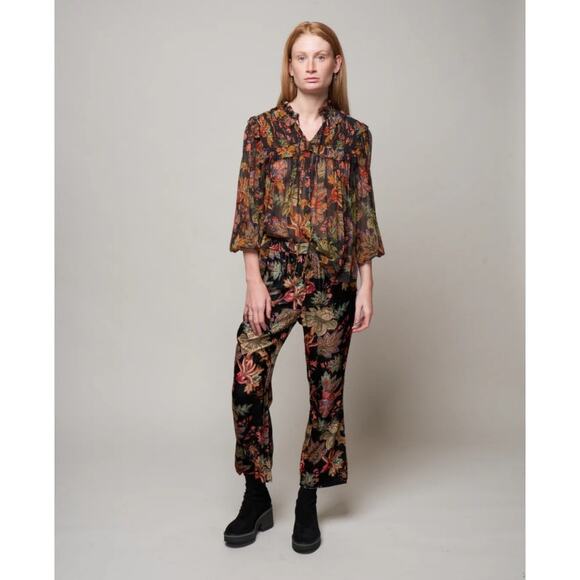 Cara Cara Milano Floral Velvet Wide Leg Pants Tapestry Print M - Picture 12 of 15